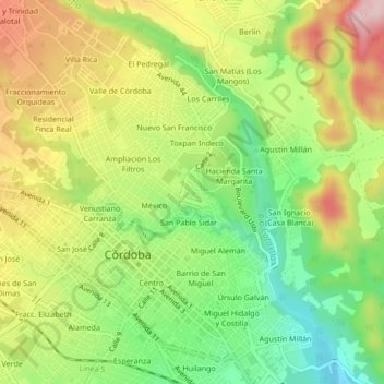 Carte topographique Infonavit Sta. Margarita, altitude, relief