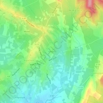 Carte topographique Fontanès, altitude, relief