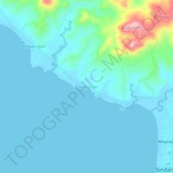 Carte topographique Calatunan, altitude, relief