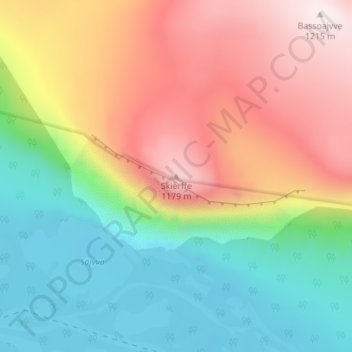Carte topographique Skierffe, altitude, relief