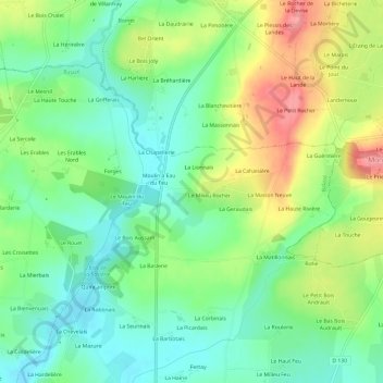 Carte topographique Le Bas Rocher, altitude, relief