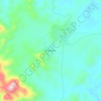 Carte topographique Texahualco, altitude, relief