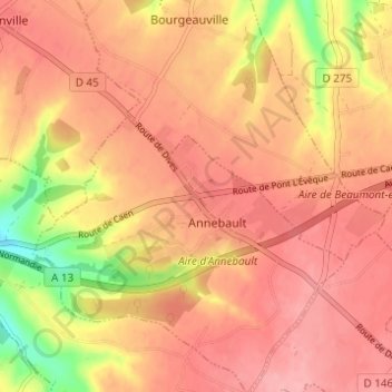 Carte topographique Les Quatre Routes, altitude, relief