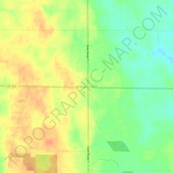 Carte topographique Williamsfield, altitude, relief