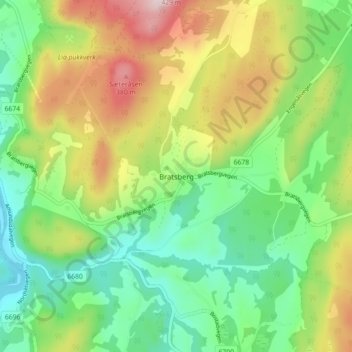 Carte topographique Bratsberg, altitude, relief