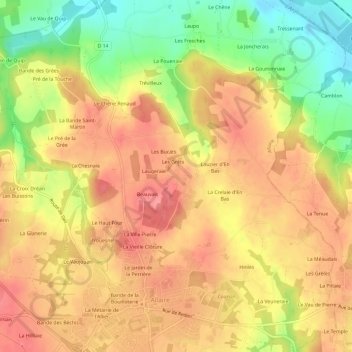 Carte topographique Lyonnais, altitude, relief