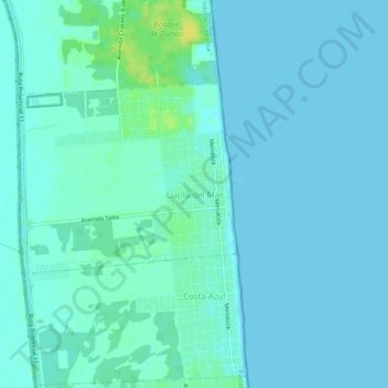 Carte topographique Lucila del Mar, altitude, relief