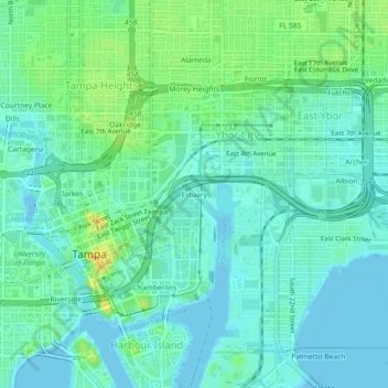 Carte topographique Estuary, altitude, relief