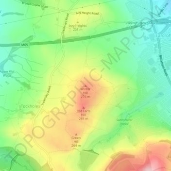 Carte topographique Winter Hill, altitude, relief