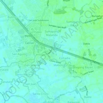 Carte topographique Fausta Subdivision, altitude, relief