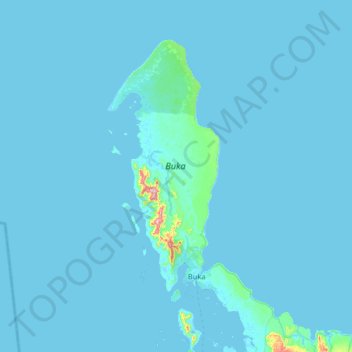 Carte topographique Buka Island, altitude, relief