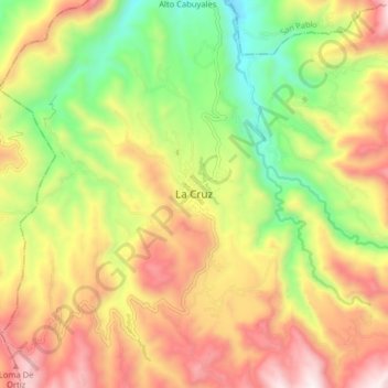 Carte topographique La Cruz, altitude, relief