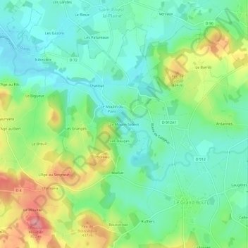 Carte topographique Le Moulin Sebrot, altitude, relief