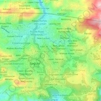 Carte topographique Holy Ghost Proper, altitude, relief