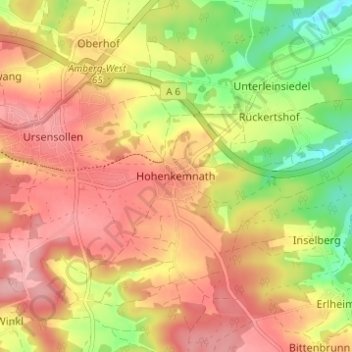 Carte topographique Hohenkemnath, altitude, relief