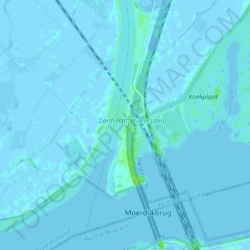 Carte topographique Willemsdorp, altitude, relief