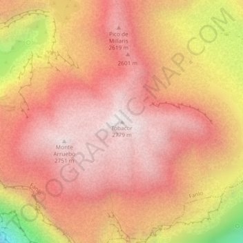 Carte topographique Tobacor, altitude, relief