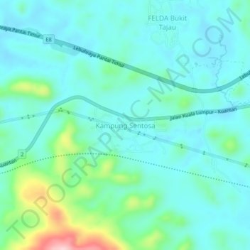 Carte topographique Kampung Sentosa, altitude, relief