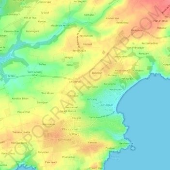 Carte topographique Keres, altitude, relief