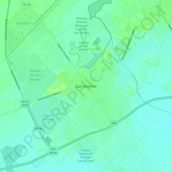Carte topographique San Vicente, altitude, relief