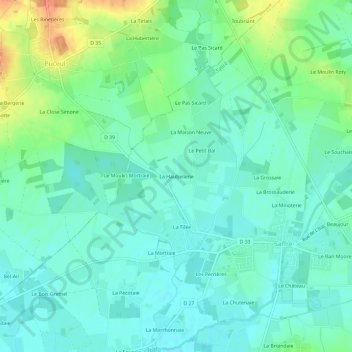 Carte topographique La Haubellerie, altitude, relief