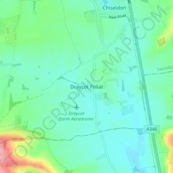 Carte topographique Draycot Foliat, altitude, relief