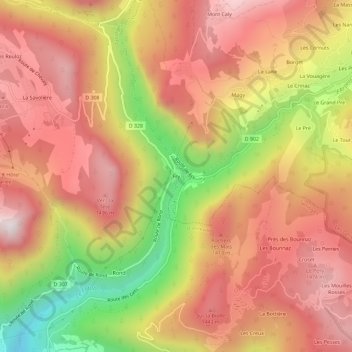Carte topographique Fry, altitude, relief