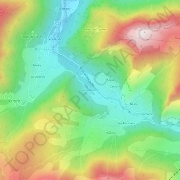 Carte topographique Plan Drozin, altitude, relief