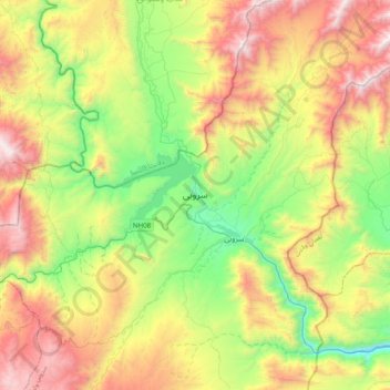 Carte topographique Saroubi, altitude, relief