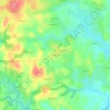Carte topographique Coz Liorzou, altitude, relief