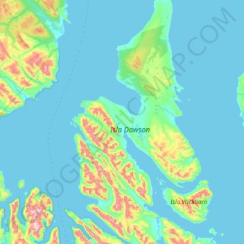 Carte topographique Isla Dawson, altitude, relief