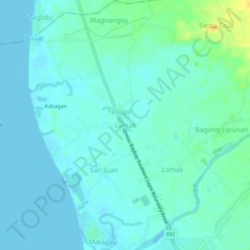 Carte topographique Lamak, altitude, relief