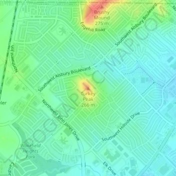 Carte topographique Turkey Peak, altitude, relief