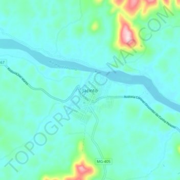 Carte topographique Jacinto, altitude, relief