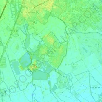 Carte topographique Milano 3, altitude, relief