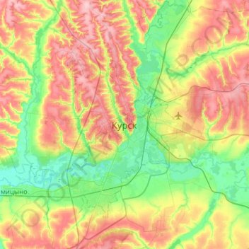 Carte topographique Koursk, altitude, relief
