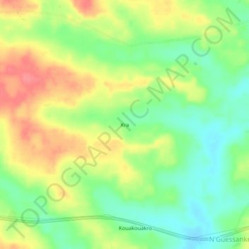 Carte topographique Kra, altitude, relief