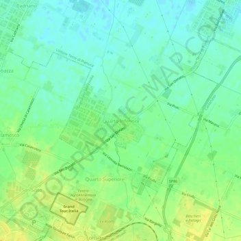 Carte topographique Quarto Inferiore, altitude, relief