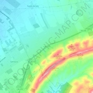 Carte topographique Cabanas, altitude, relief