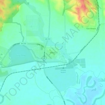 Carte topographique Amana, altitude, relief