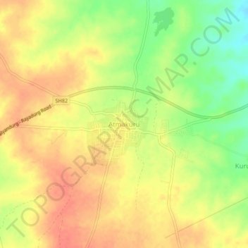 Carte topographique Atmakuru, altitude, relief