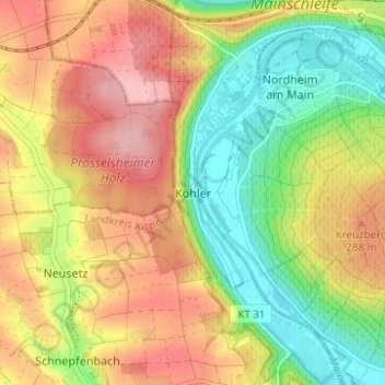 Carte topographique Köhler, altitude, relief