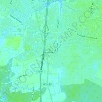 Carte topographique Battlewood Meadows, altitude, relief