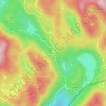 Carte topographique Mirin, altitude, relief