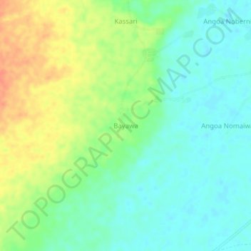 Carte topographique Bayawa, altitude, relief