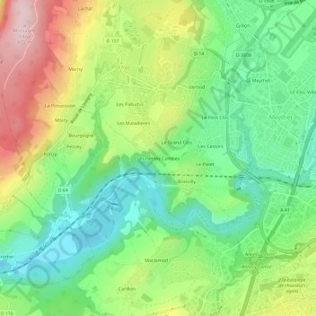 Carte topographique Les Petites Combes, altitude, relief