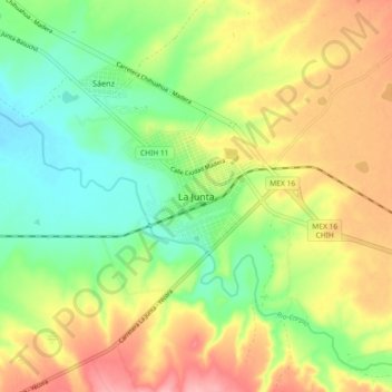 Carte topographique La Junta, altitude, relief