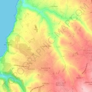 Carte topographique Lugar de Baixo, altitude, relief