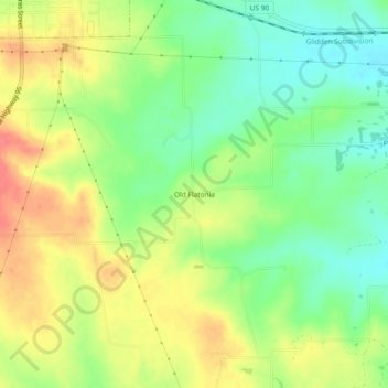 Carte topographique Old Flatonia, altitude, relief