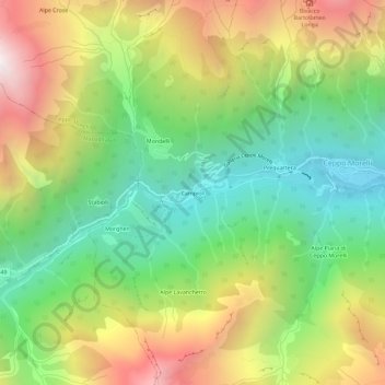 Carte topographique Campioli, altitude, relief